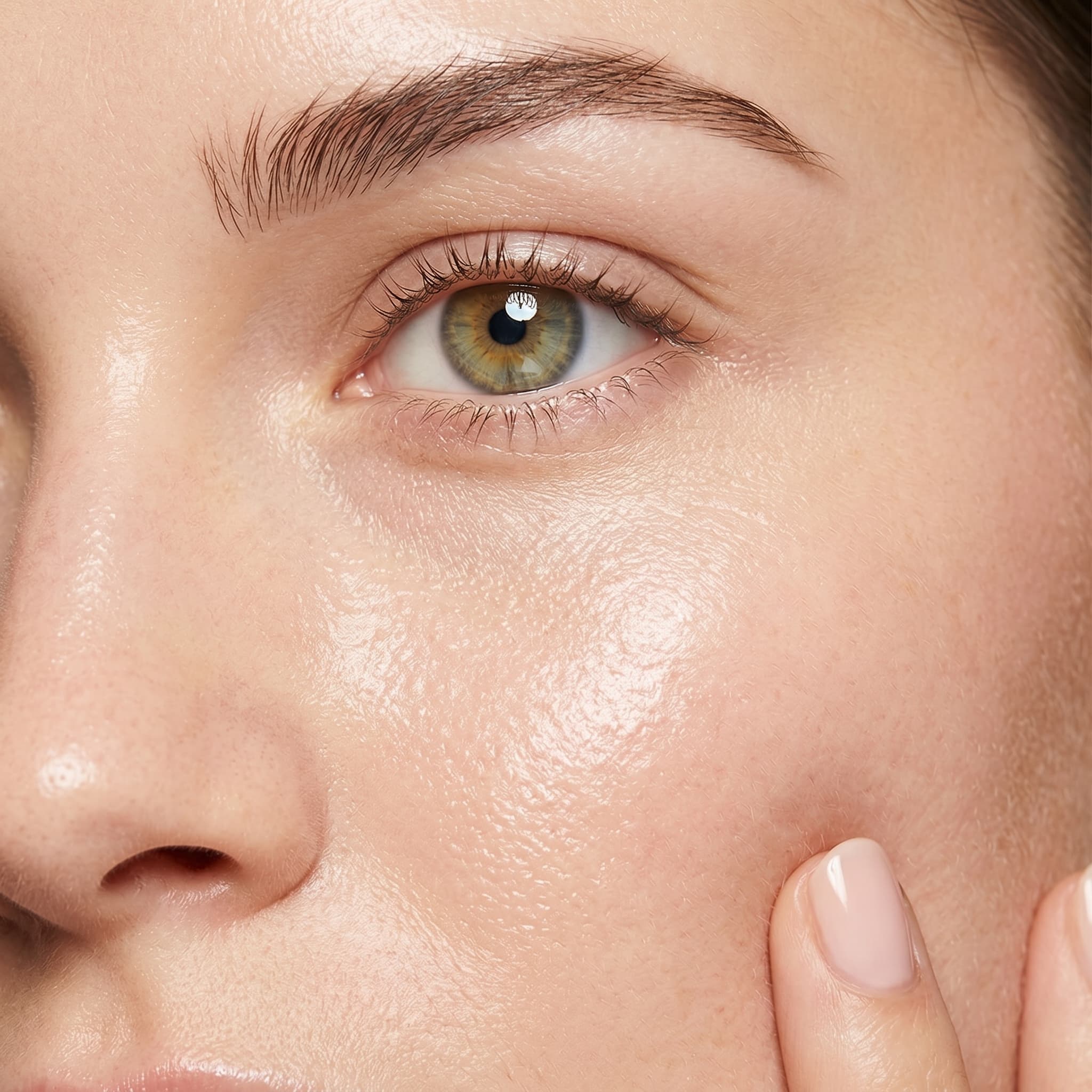 Close-up skin result with moisture-preserving finish